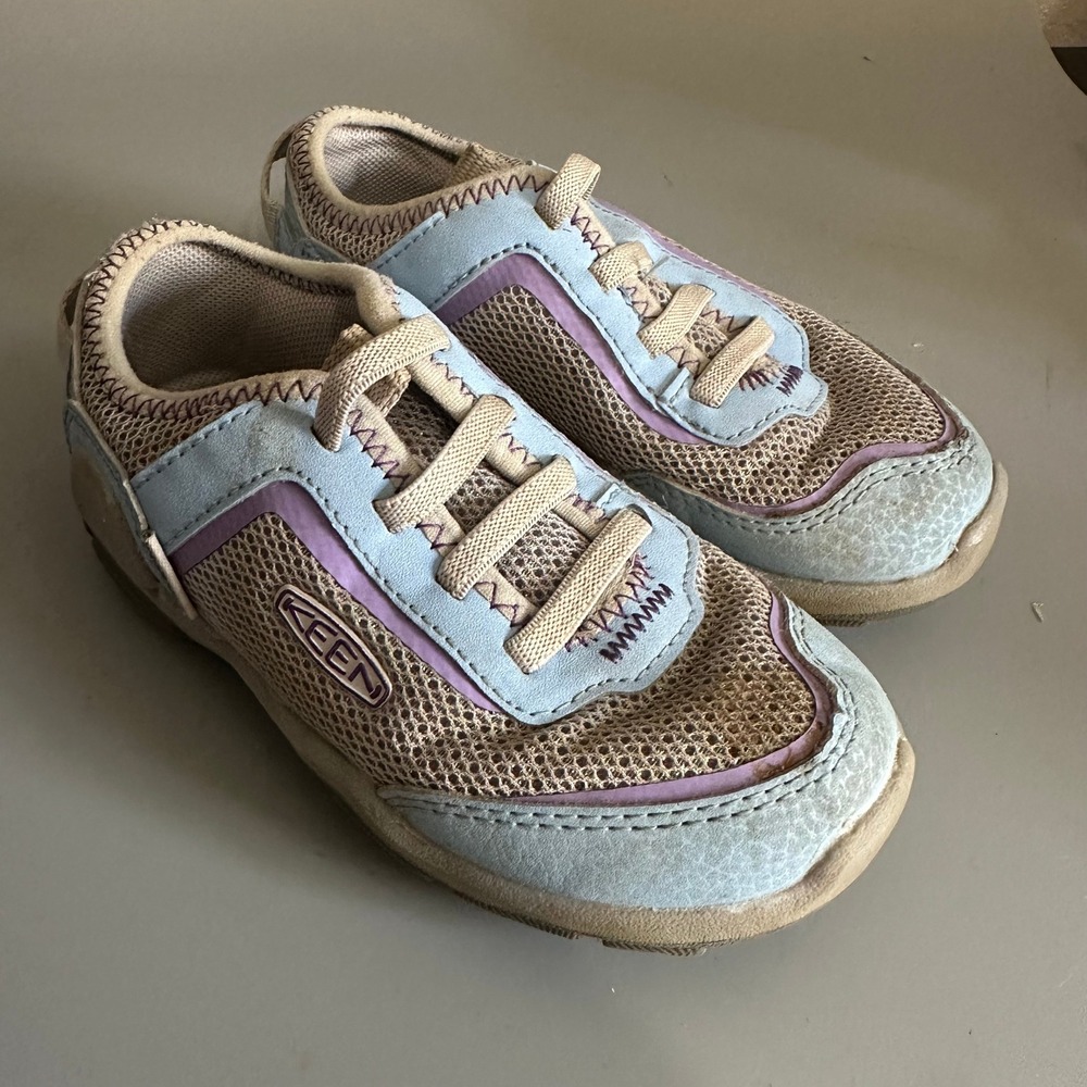 Keen Kids Sneakers‎ Size 3 Blue Tan Purple Mesh Athletic Outdoor Shoes